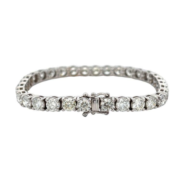 Bracelet tennis avec diamants ronds blancs 16,79 carats, couleur H, pureté SI 14 carats Neuf - En vente à New York, NY
