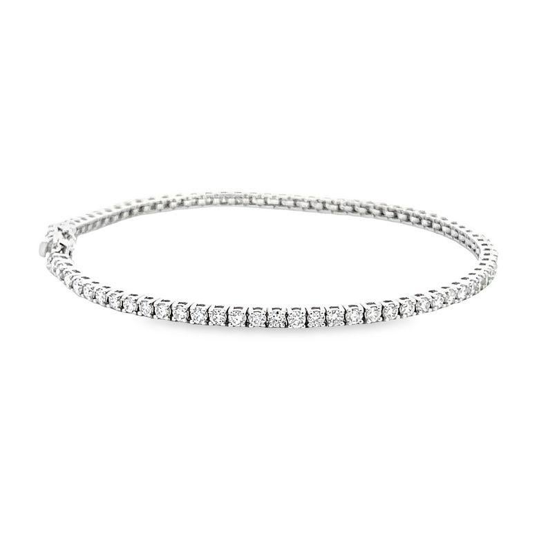 Diamant-Tennisarmband, weiße runde Diamanten 2,35CT, H Farbe SI Klarheit in 14KW (Brillantschliff) im Angebot