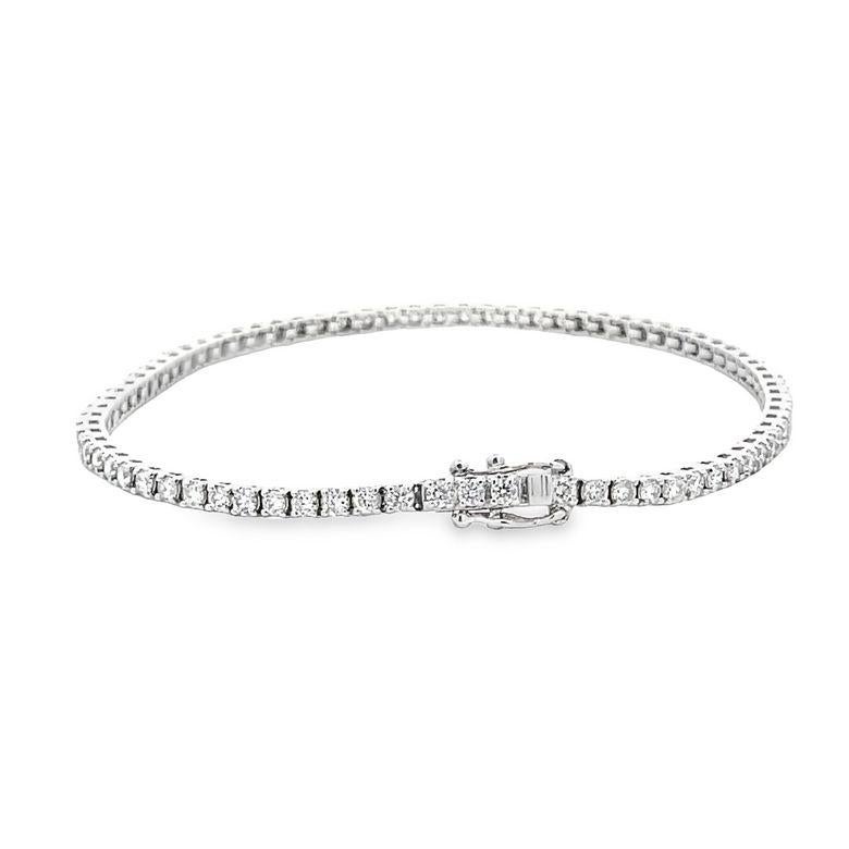 Women's or Men's Diamond Tennis Bracelet White Round Diamonds 2.35CT, H color SI clarity in 14KW For Sale