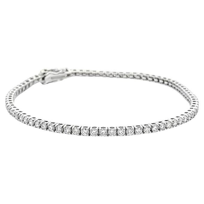 Bracelet tennis en diamants blancs ronds de 2,35 carats, couleur H, pureté SI, 14 carats