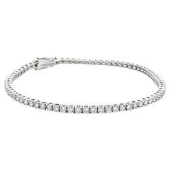 Bracelet tennis en diamants blancs ronds de 2,35 carats, couleur H, pureté SI, 14 carats