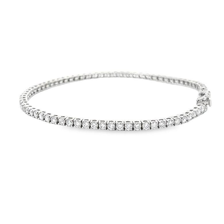 Brilliant Cut  Diamond Tennis Bracelet White Round Diamonds 3.18CT, H color SI clarity in 14KW For Sale