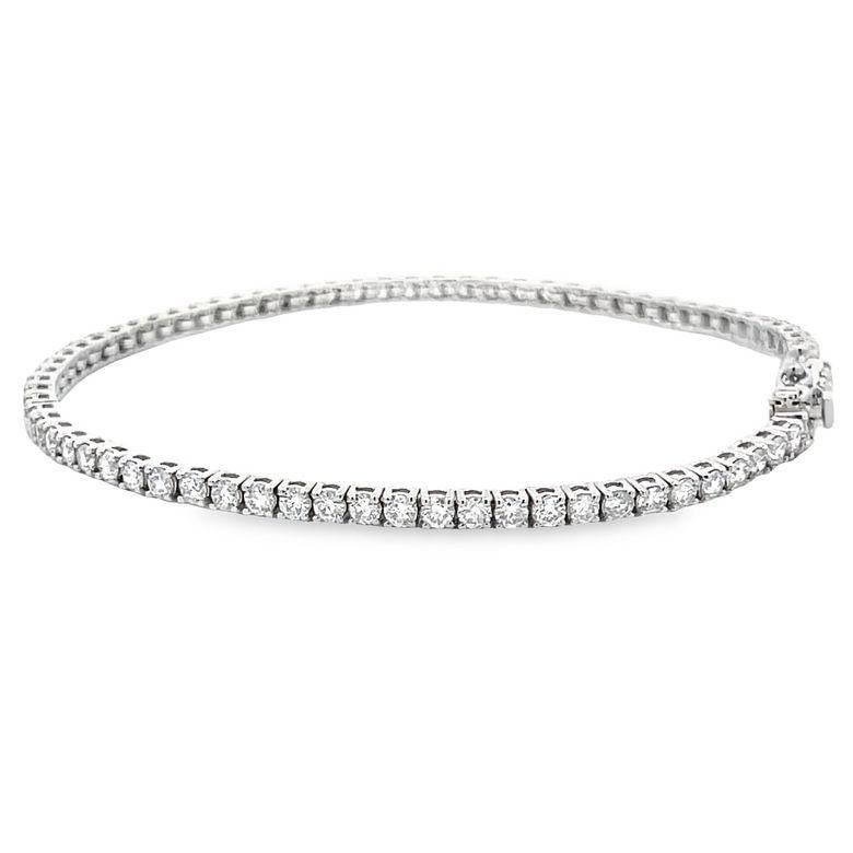  Diamond Tennis Bracelet White Round Diamonds 3.18CT, H color SI clarity in 14KW In New Condition For Sale In New York, NY
