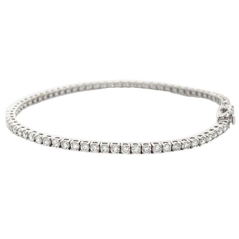 Women's or Men's  Diamond Tennis Bracelet White Round Diamonds 3.18CT, H color SI clarity in 14KW For Sale