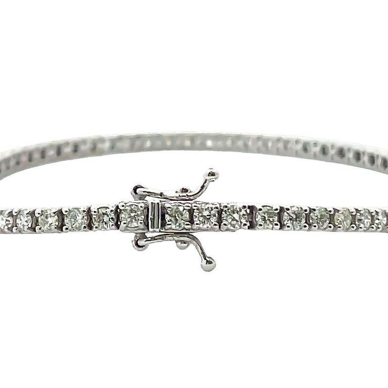  Diamond Tennis Bracelet White Round Diamonds 3.55CT in 14K White Gold In New Condition For Sale In New York, NY