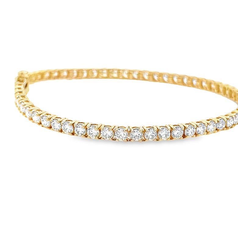  Bracelet tennis en or jaune 14 carats avec diamants ronds blancs de 5,20 carats Neuf - En vente à New York, NY