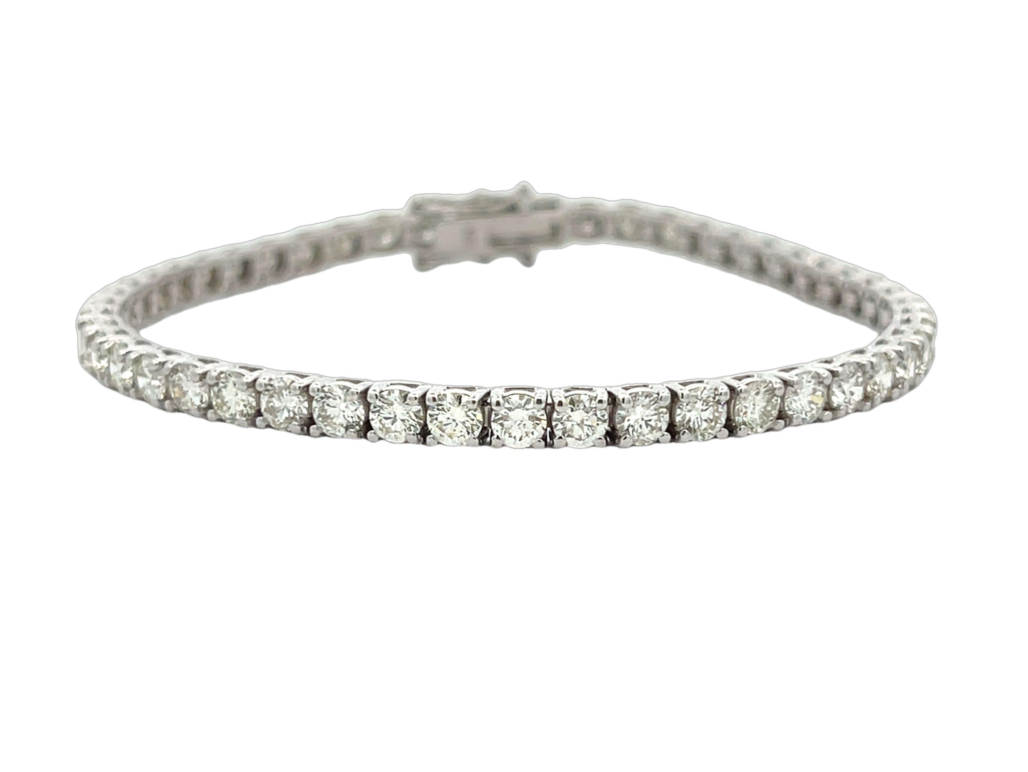 Diamant-Tennisarmband Weiße mit runden Diamanten 7,12CT, H Farbe SI Reinheit 14KW im Angebot 4