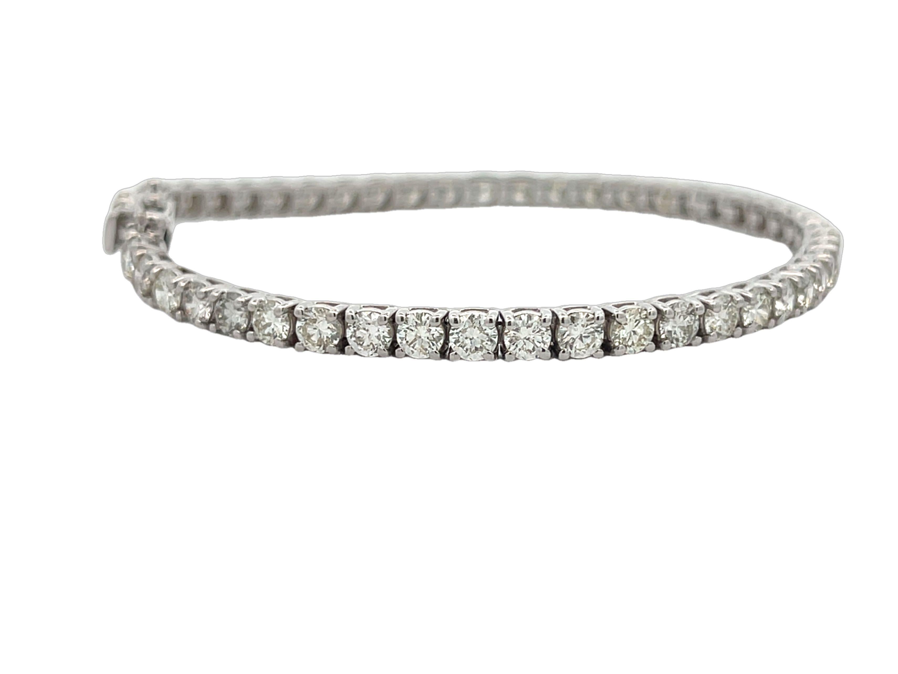 Diamant-Tennisarmband Weiße mit runden Diamanten 7,12CT, H Farbe SI Reinheit 14KW (Rundschliff) im Angebot