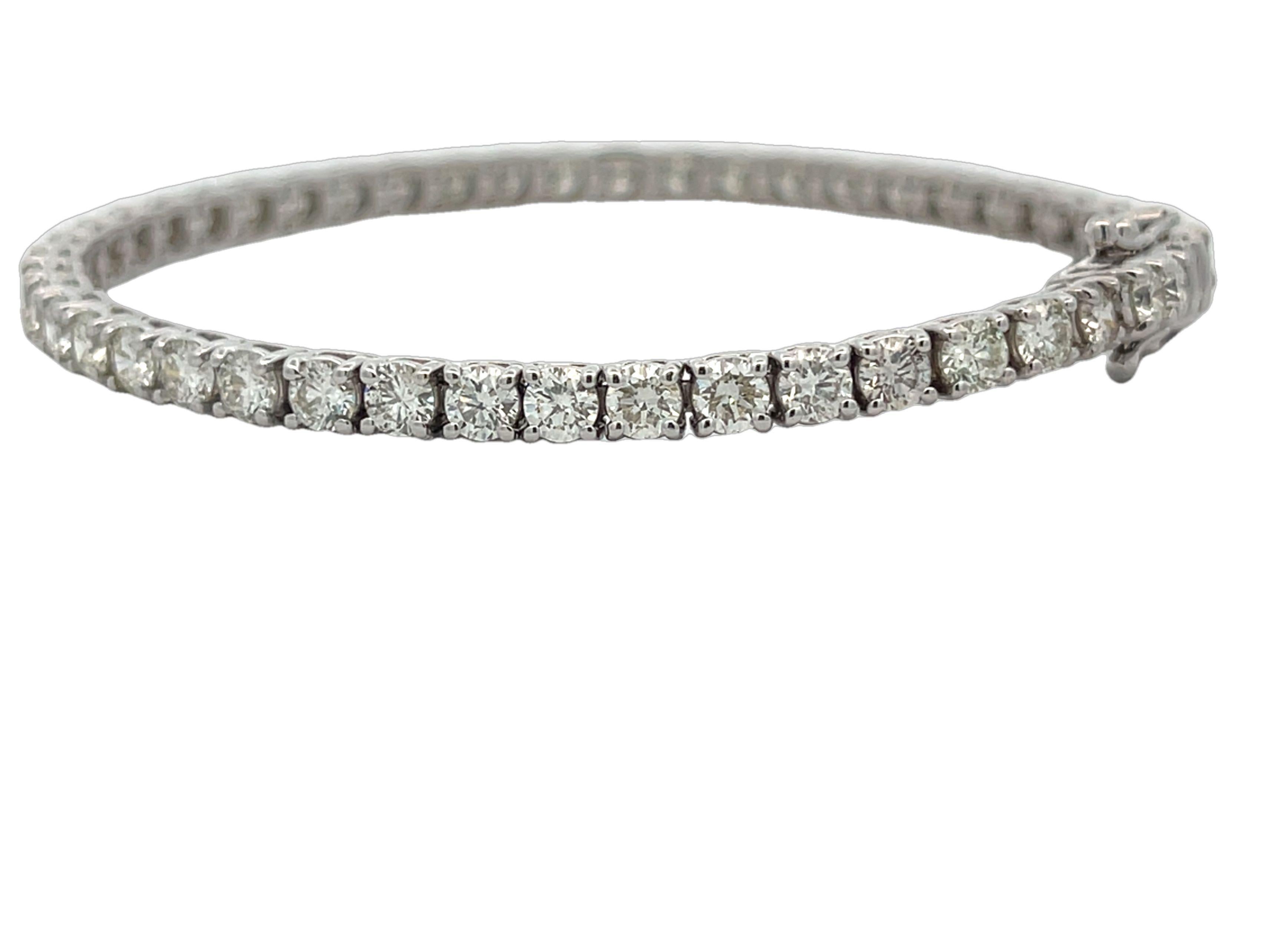 Diamant-Tennisarmband Weiße mit runden Diamanten 7,12CT, H Farbe SI Reinheit 14KW im Angebot 2