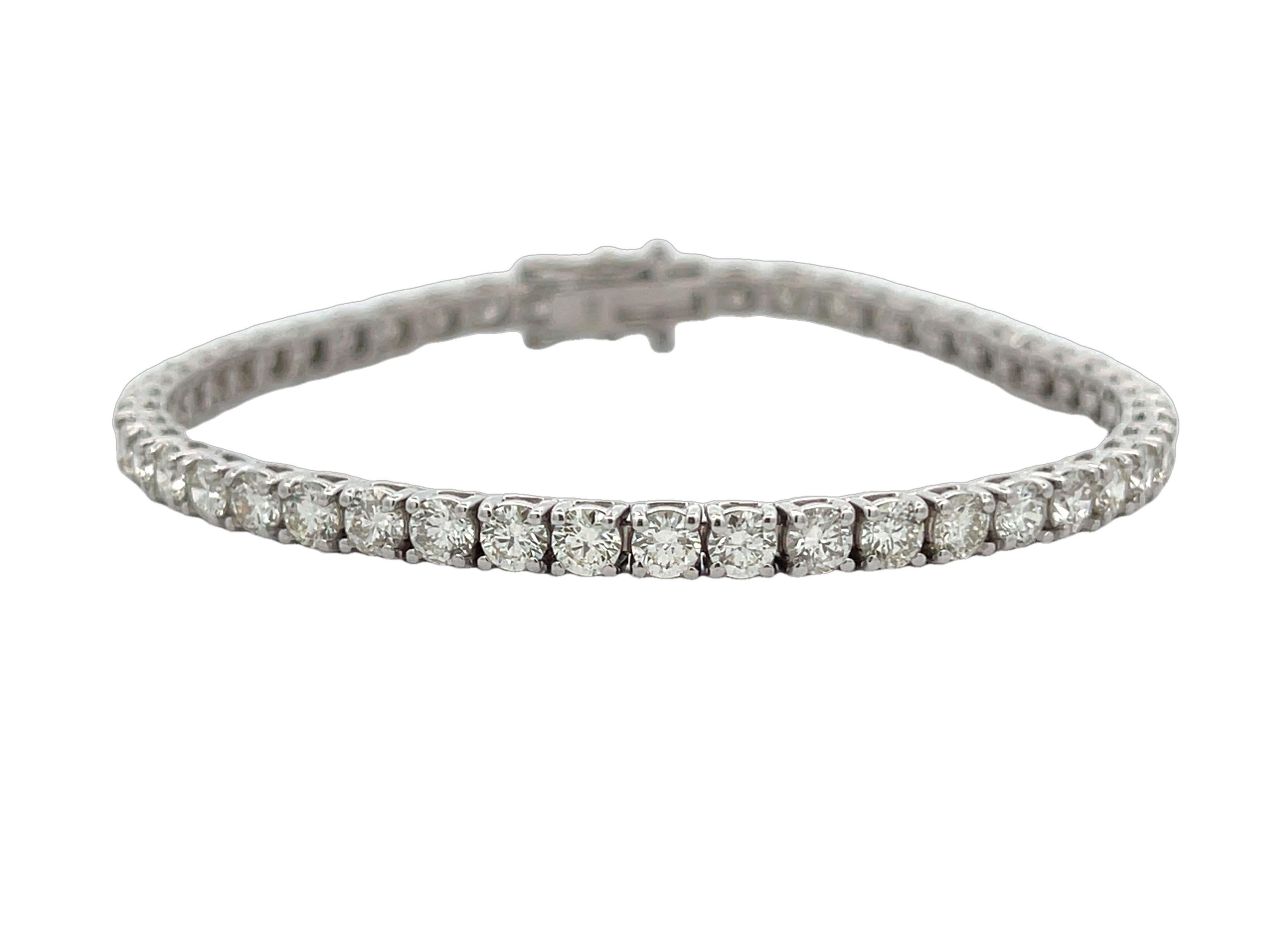 Diamant-Tennisarmband Weiße mit runden Diamanten 7,12CT, H Farbe SI Reinheit 14KW im Angebot 3