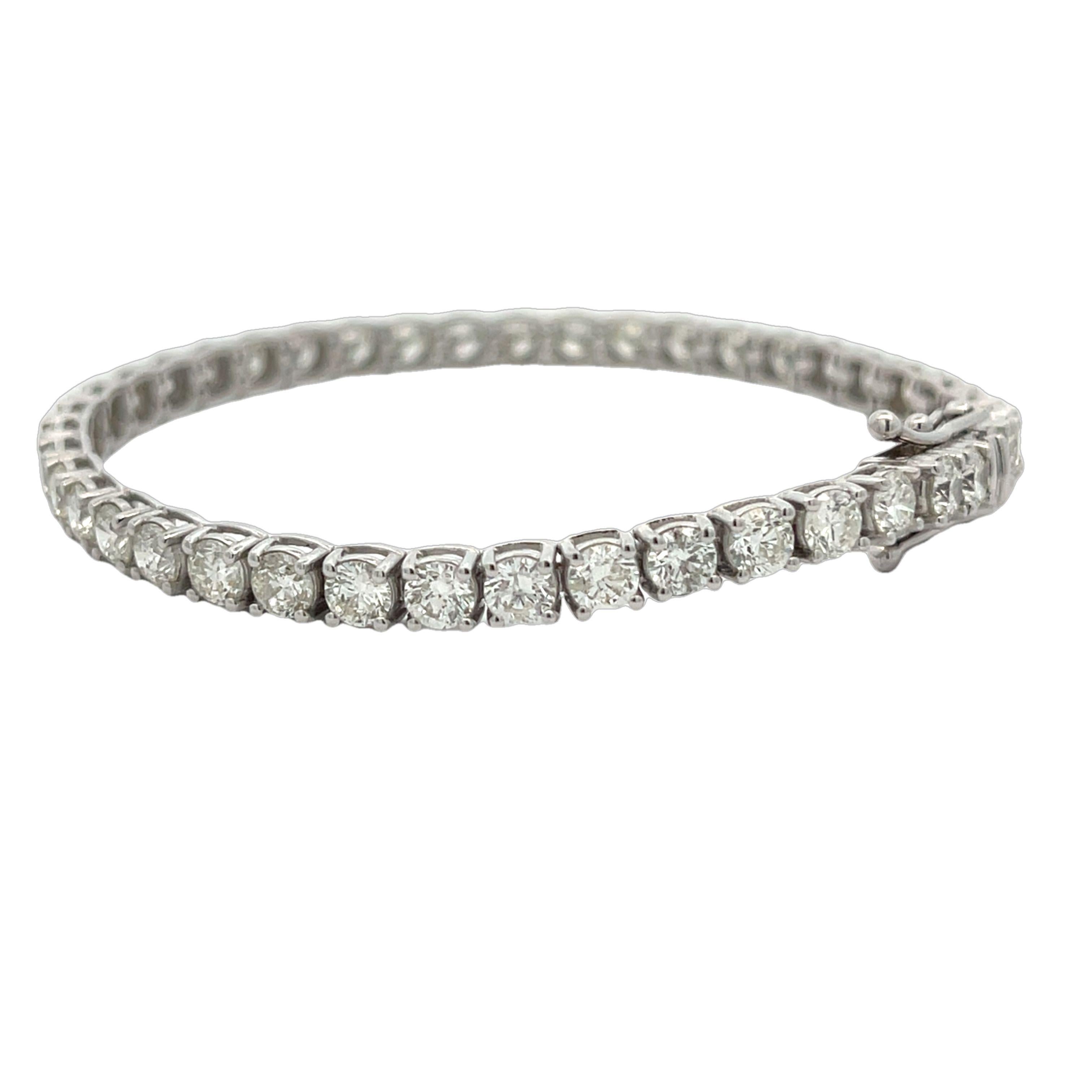 Pulsera de tenis de diamantes Diamantes redondos blancos 8,88CT, color H claridad SI 14KW en Nuevo estado para la venta en New York, NY
