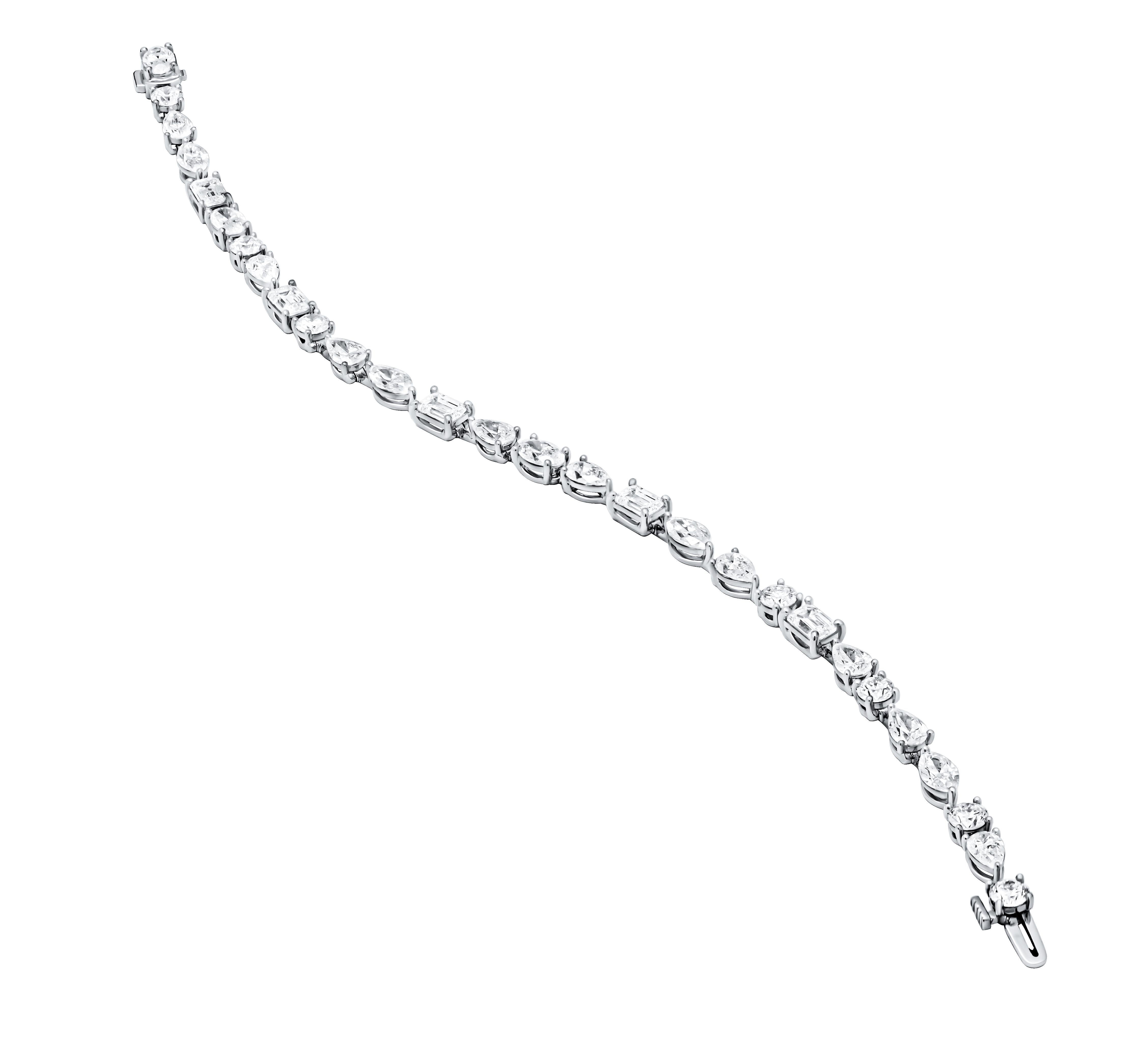 Taille mixte Bracelet tennis avec diamants de formes mixtes en vente