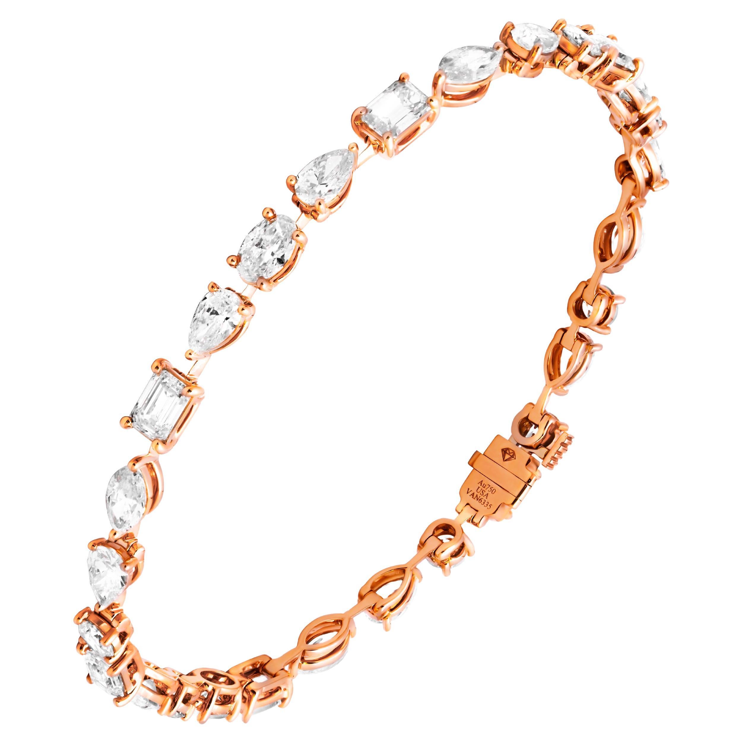 Diamond Tennis Bracelet with Mixed Shape Diamonds For Sale