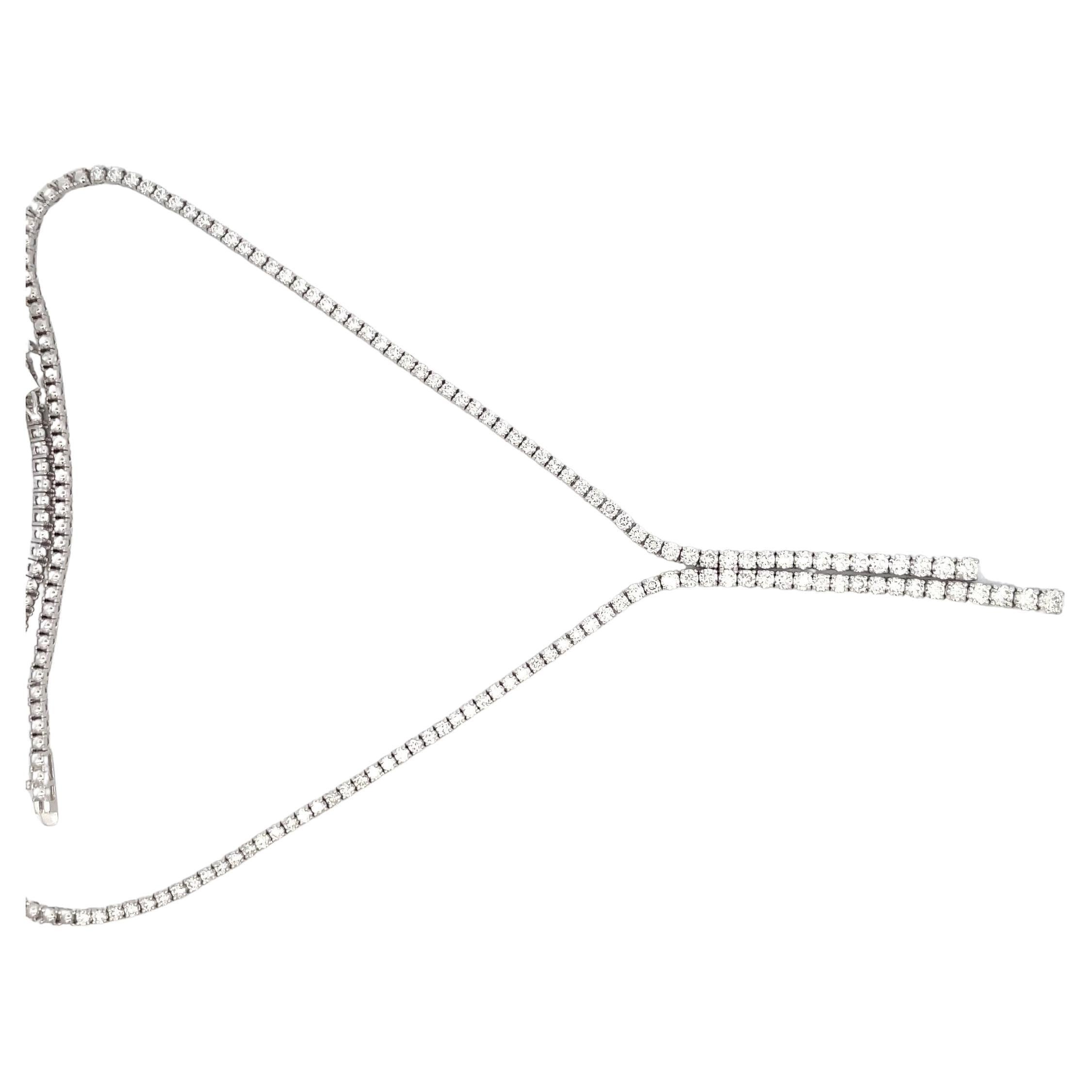 Diamond Tennis Drop Illusion Necklace 7.52 Carats 14 Karat White Gold G-H SI1-2 For Sale 3