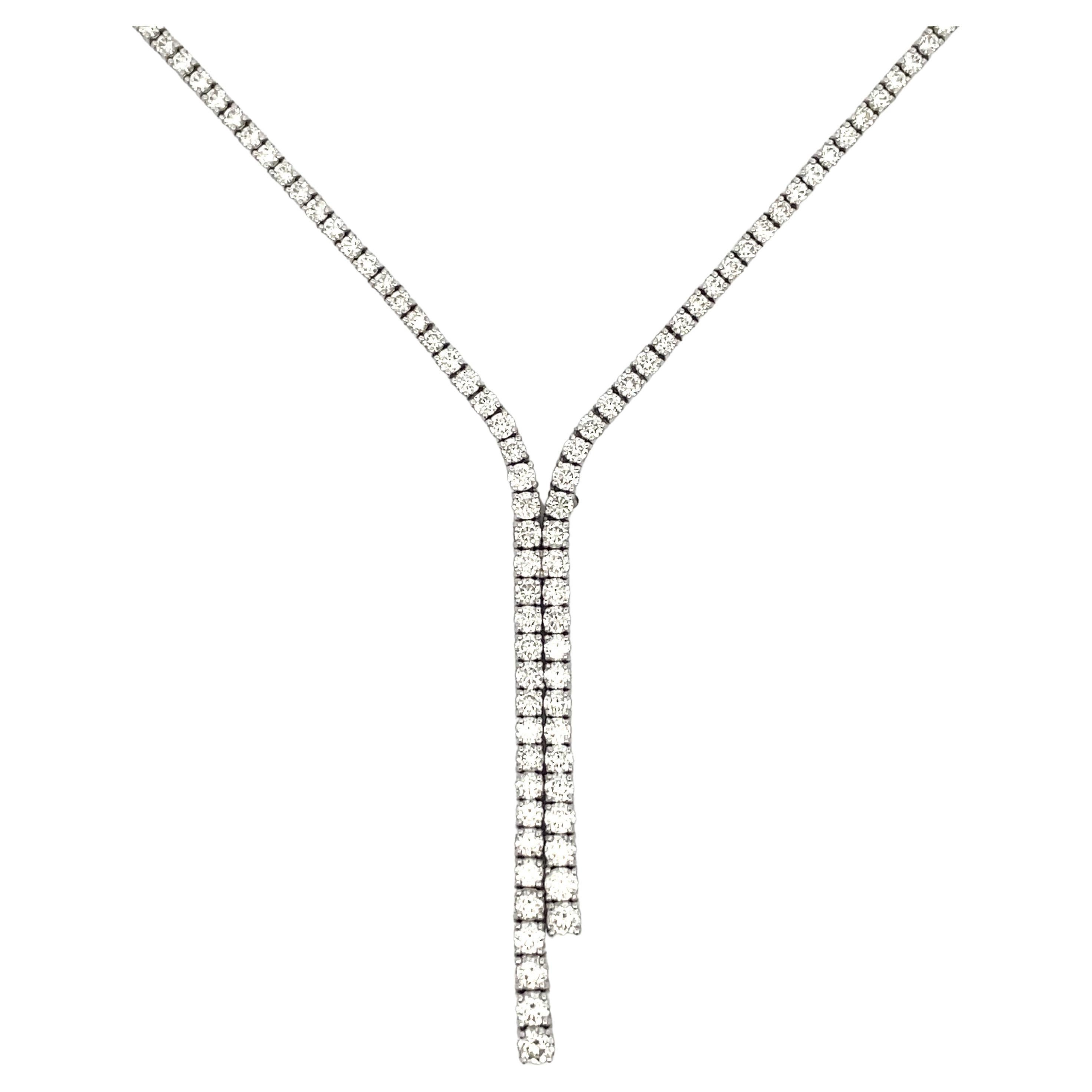 Diamant-Tennis-Tropfen-Illusion-Halskette 7,52 Karat 14 Karat Weißgold G-H SI1-2 im Angebot