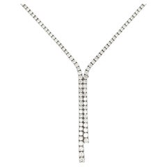 Diamond Tennis Drop Illusion Necklace 7.52 Carats 14 Karat White Gold G-H SI1-2