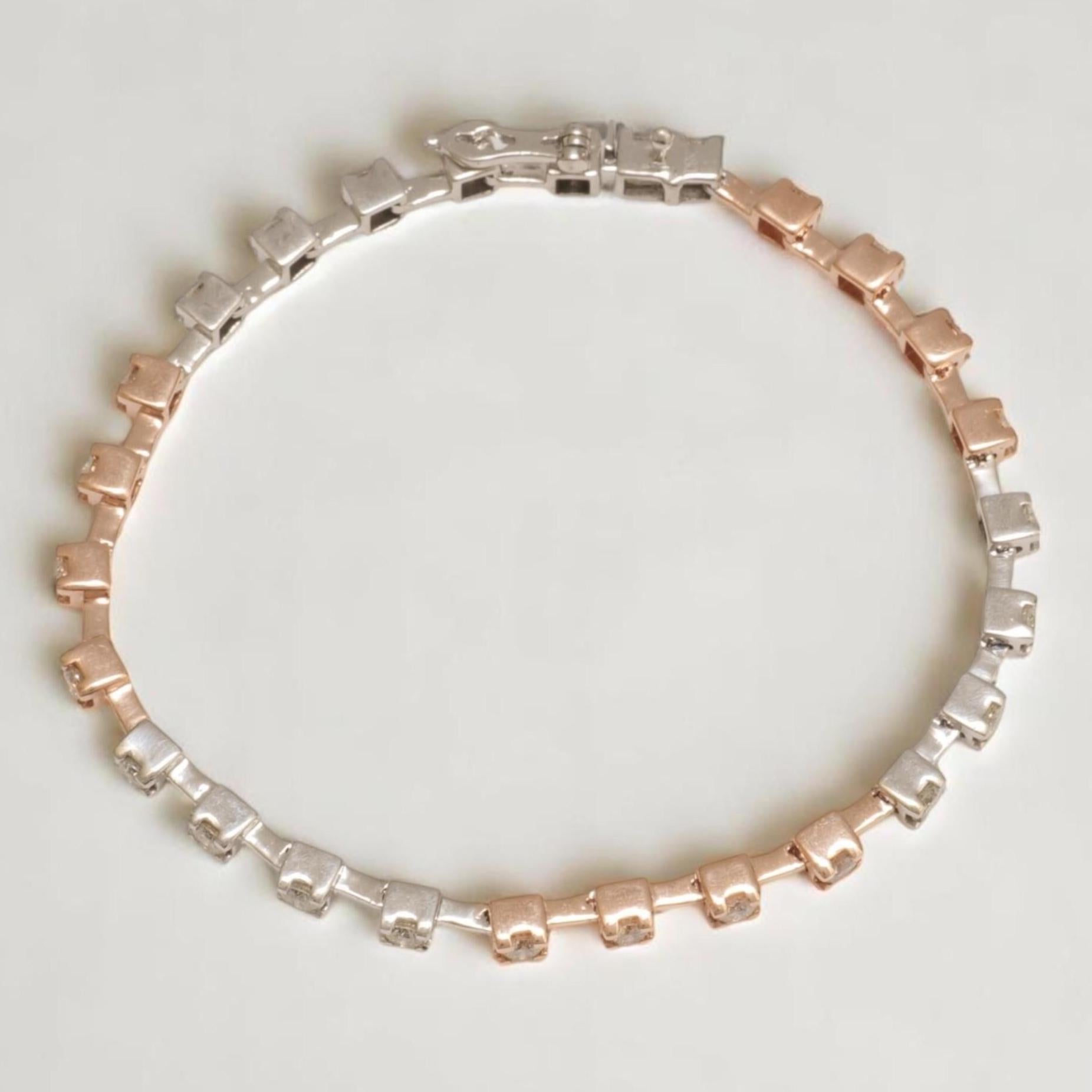 Bracelet de tennis à diamants en or massif 14K (certifié) Pour femmes en vente