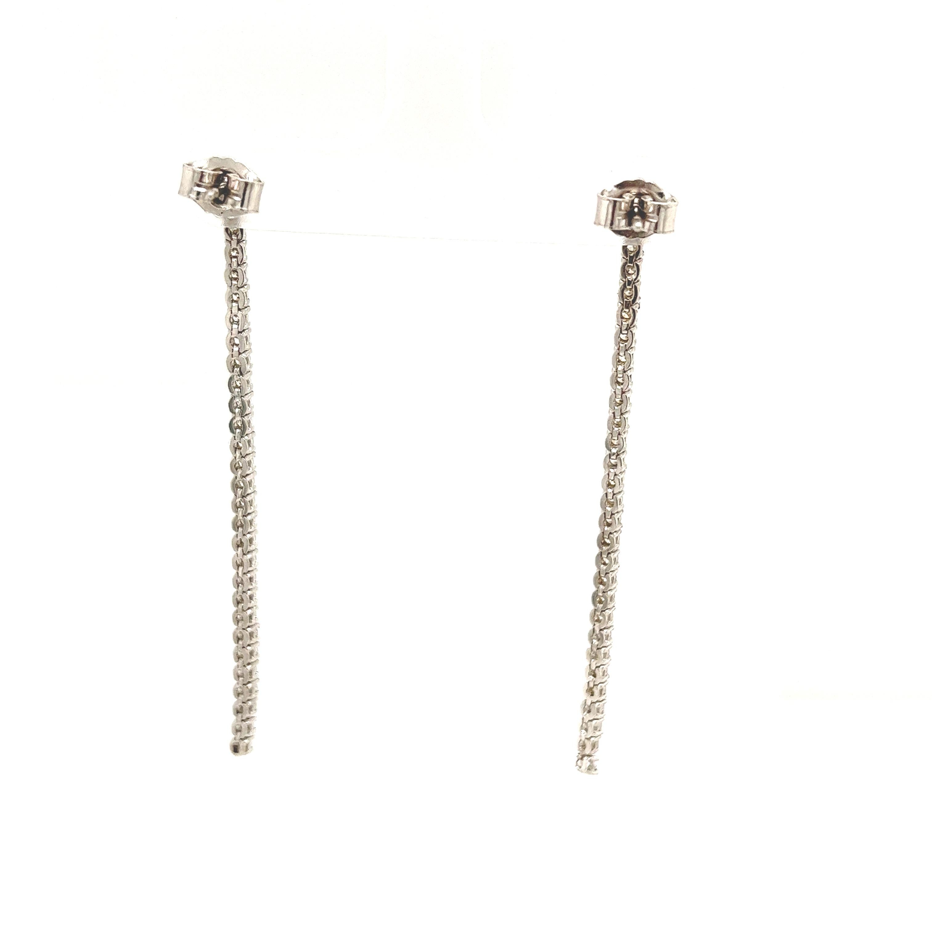 Round Cut Diamond Tennis Earrings Set with 1.16ct of Diamonds in 18ct White Gold For Sale