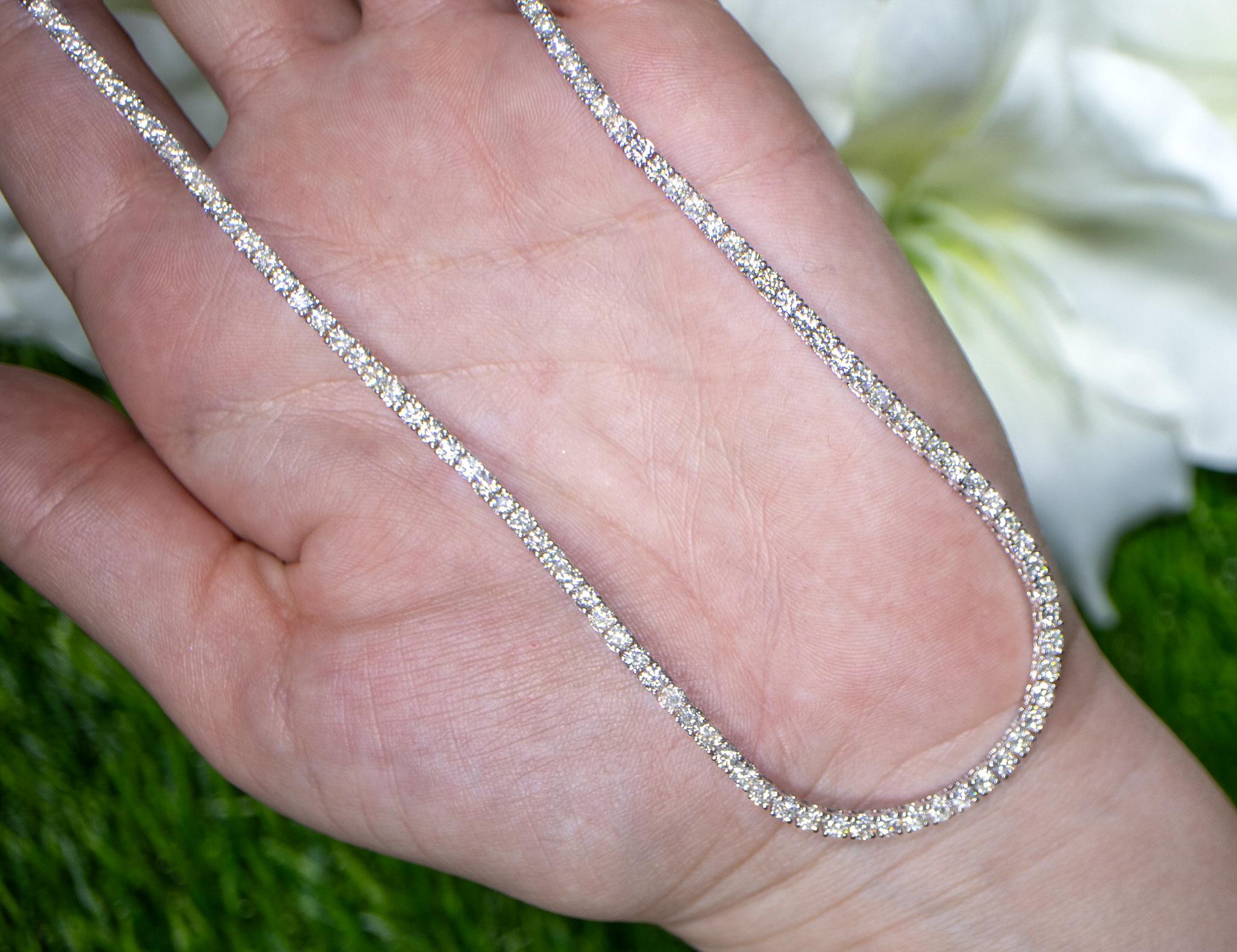 Collier tennis en or 18 carats avec diamants 11,5 carats Unisexe en vente