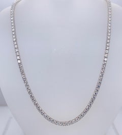Diamond Tennis Necklace 11.51 Carat 18 Karat White Gold