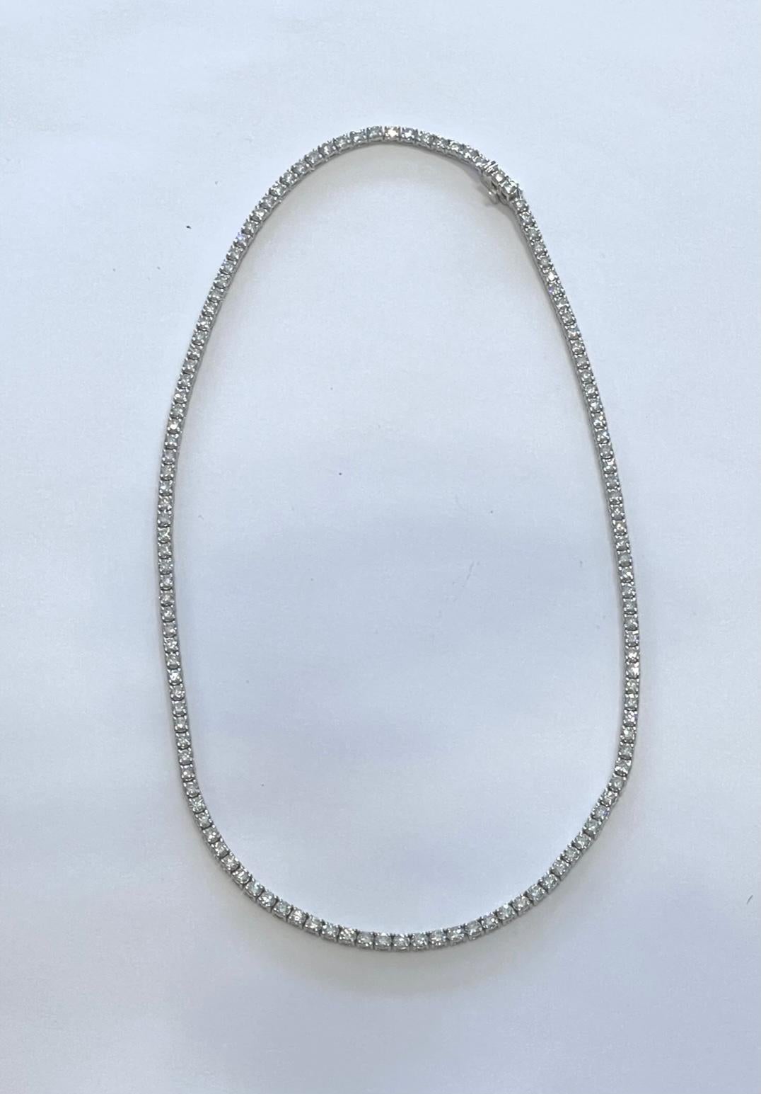 Women's Diamond Tennis Necklace 11.51 Carat 18 Karat White Gold For Sale