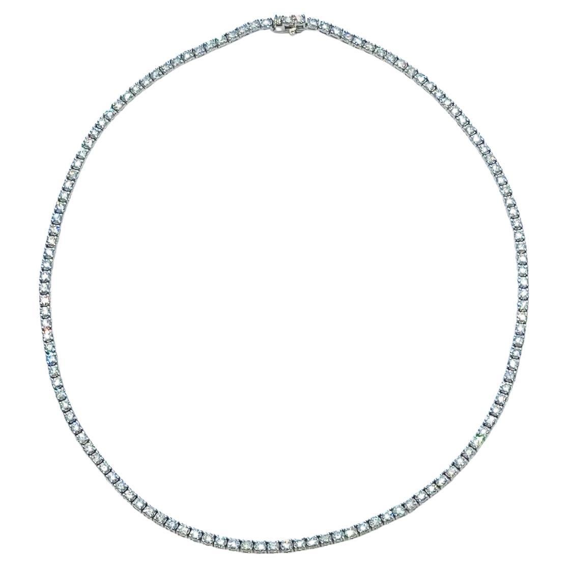 Diamond Tennis Necklace 11.51 Carat 18 Karat White Gold For Sale