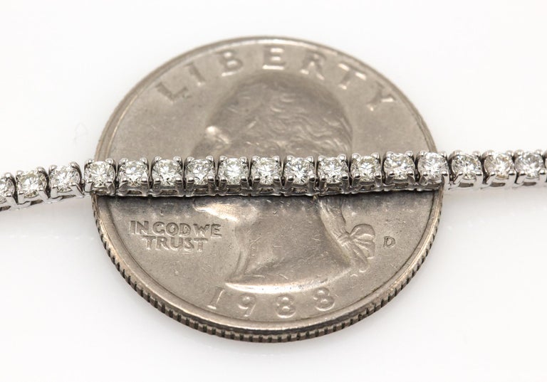 Diamond Tennis Necklace 14 Karat White Gold 9.47 Carat For Sale at 1stDibs