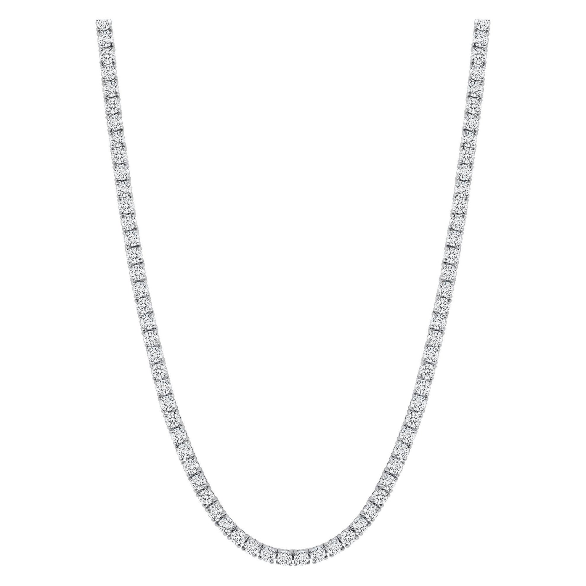 Collar Tenis Diamantes Oro Blanco 14k 7 Quilates, Diamantes Redondos Naturales