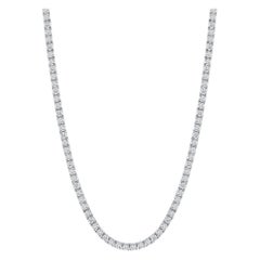 Collana Tennis di diamanti in oro bianco 14k da 7 carati, diamanti tondi naturali