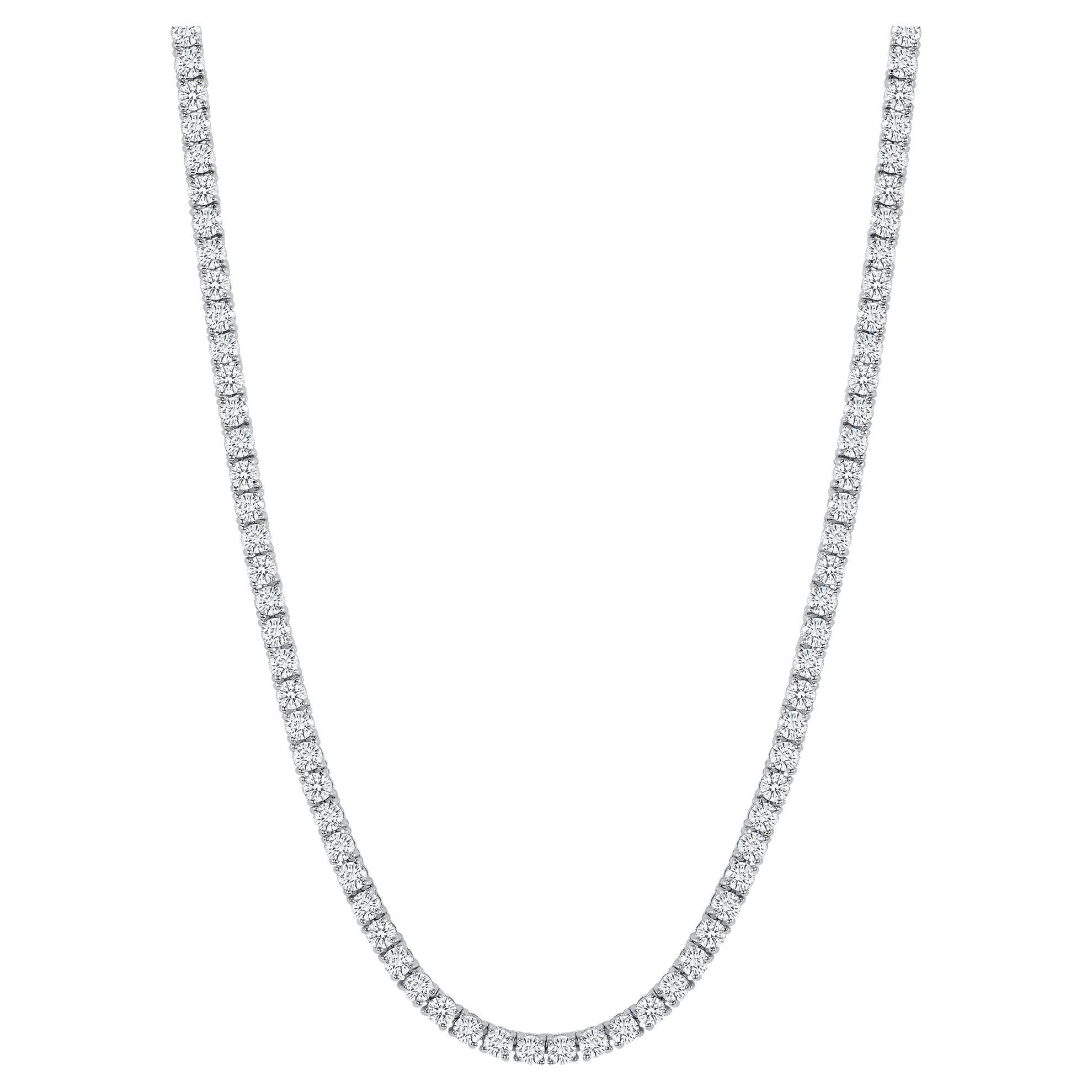 Diamond Tennis Necklace 14k White Gold 7 Carat, Natural Round Diamonds