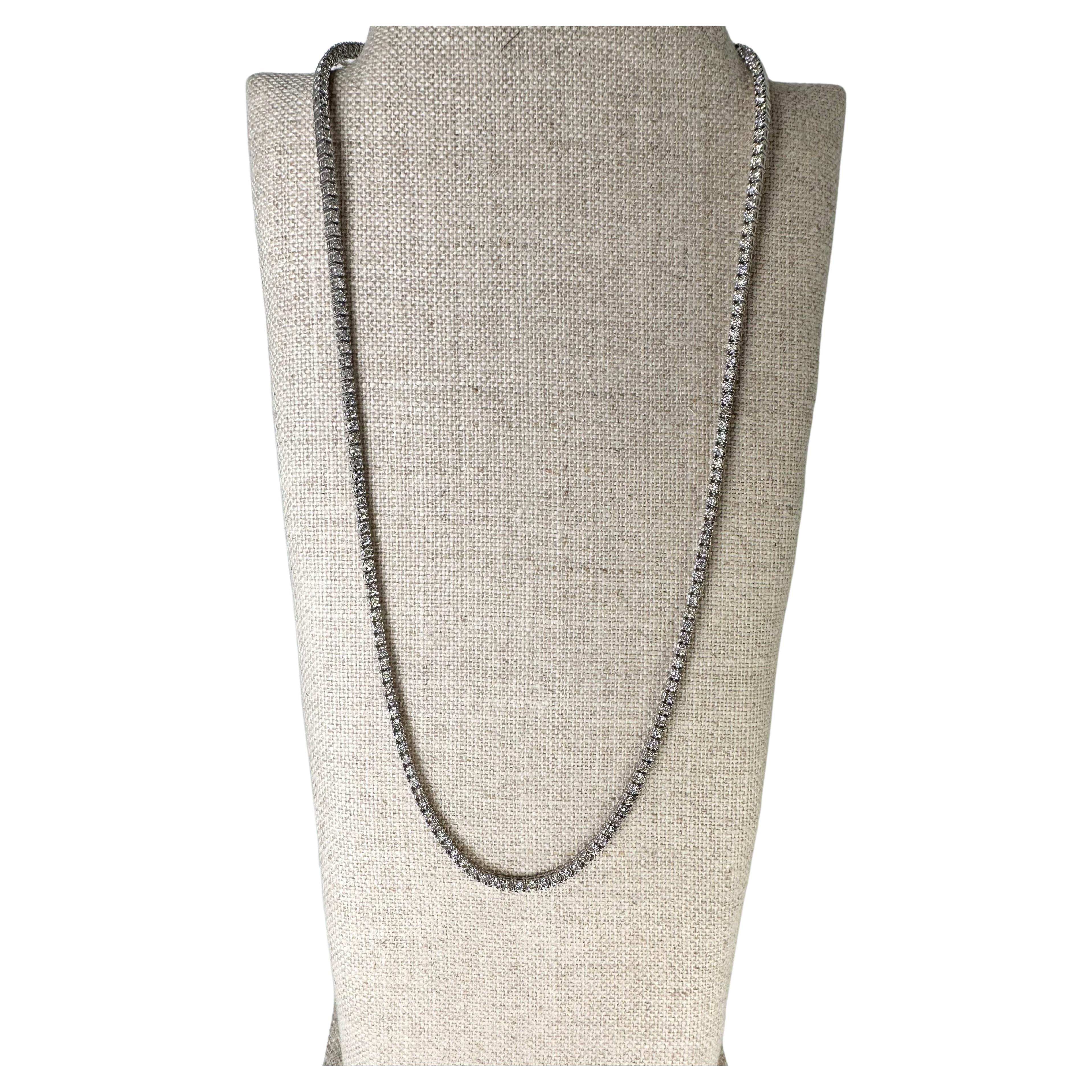 Collier de tennis en diamant en or blanc 14kt 3.51ct 16 Inches Long Necklace Chocker