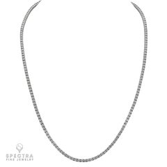 14k White Gold Diamond Tennis Necklace, 186 Stones, 13.02 Carats, USA