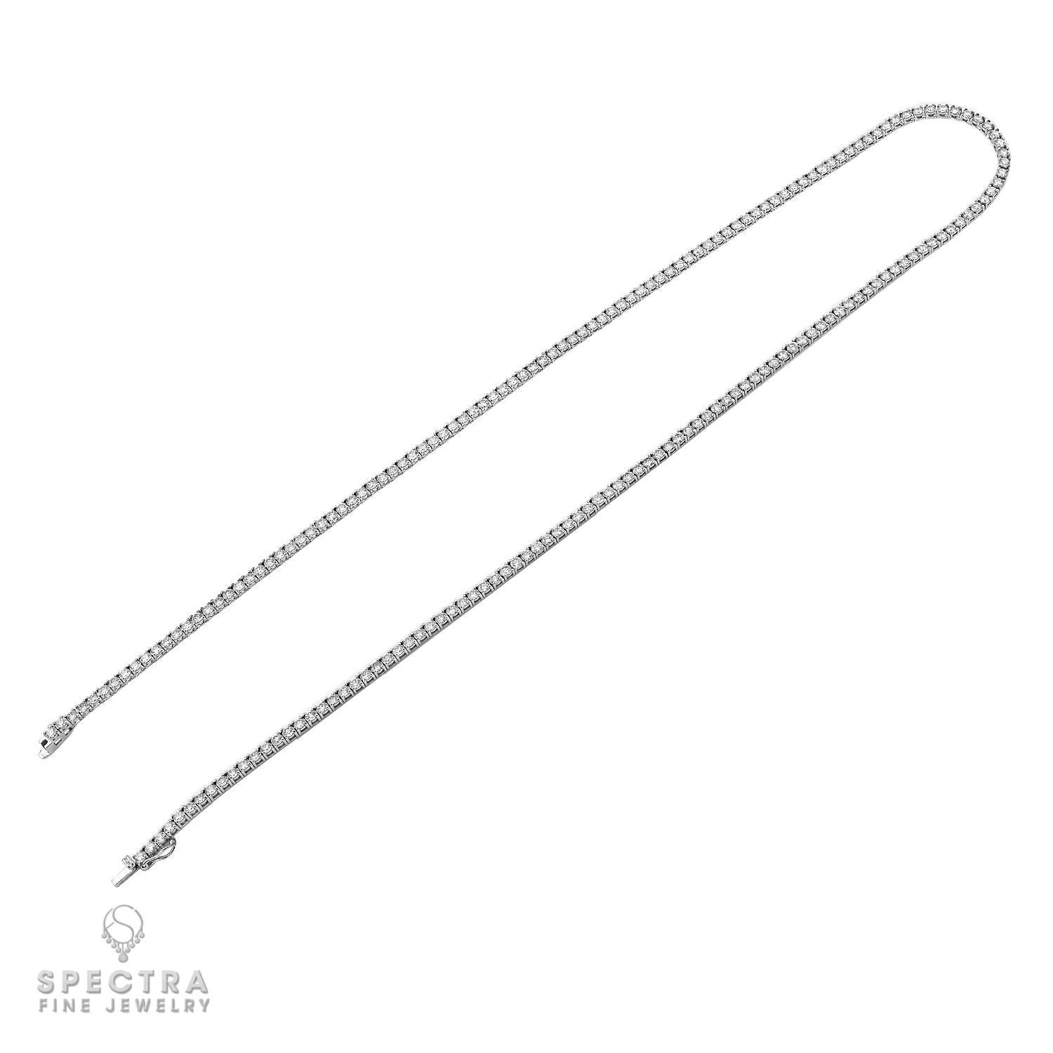 Contemporary Diamond Tennis Necklace 14kt White Gold For Sale