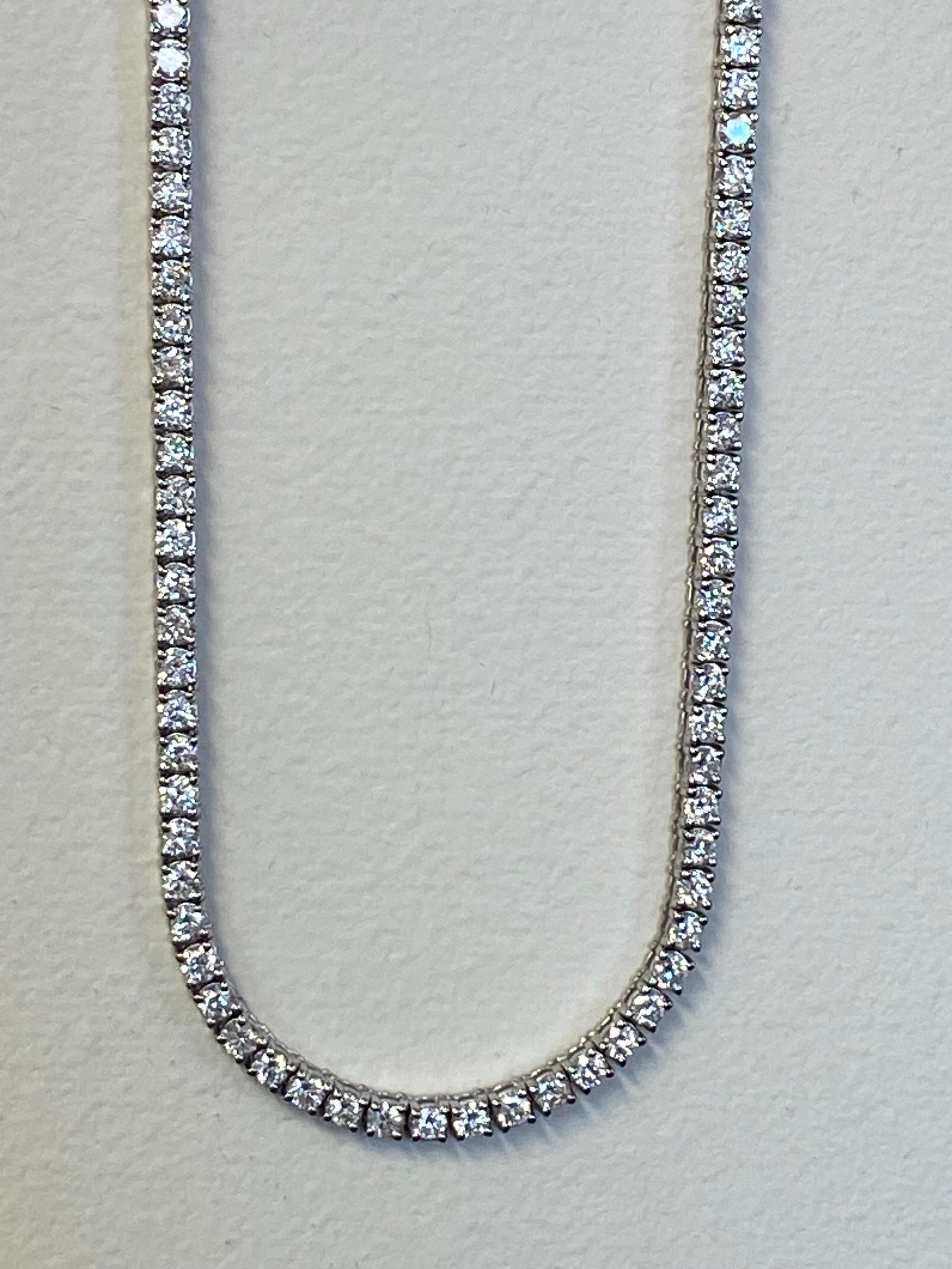 Diamond Tennis Necklace 15.50 Carats In New Condition For Sale In Great Neck, NY