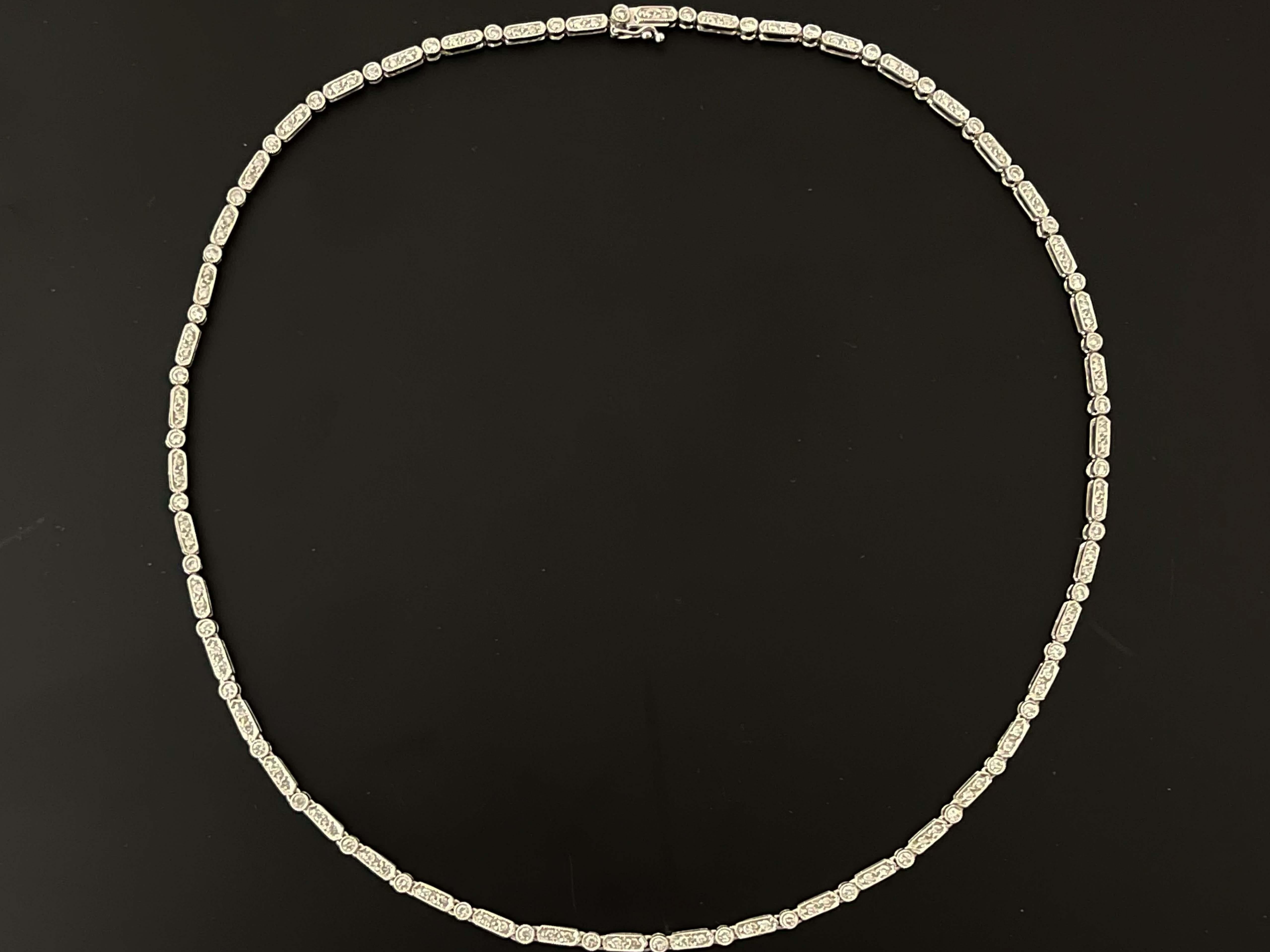 Round Cut Diamond Tennis Necklace 2.30 Ct in 18K White Gold For Sale