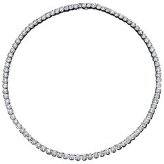 Diamond Tennis Necklace 27.48 Carat 18 Karat White Gold. All GIA Certificates.