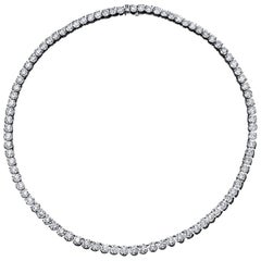 Diamond Tennis Necklace 27.48 Carat 18 Karat White Gold. All GIA Certificates. 