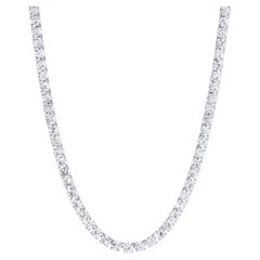 Diamond Tennis Necklace 30.7 Carats Round Cut 18K White Gold