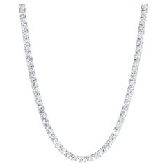 Diamond Tennis Necklace 30.7 Carats Round Cut 18K White Gold