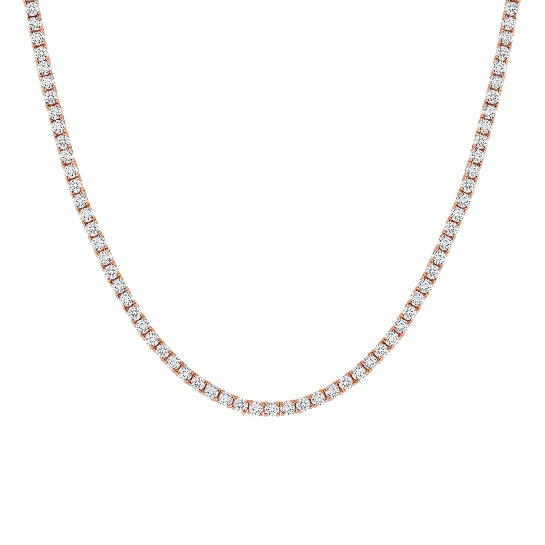 Diamant-Tennis-Halskette - 4-Zacken-Fassung im Zustand „Neu“ im Angebot in Los Angeles, CA