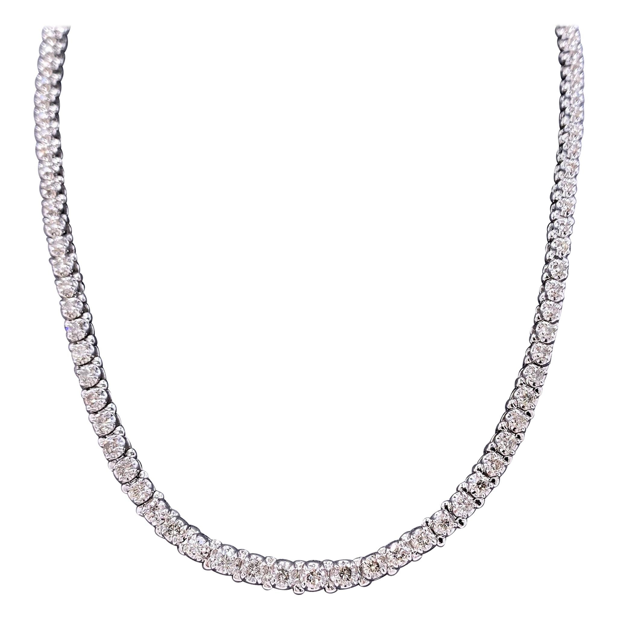 Diamond Tennis Necklace 4.00 Carat Round Brilliant Cut at 1stDibs