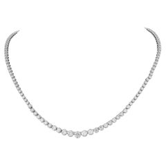Diamant-Tennis-Halskette aus 18 Karat Weißgold mit 6 Karat Diamant