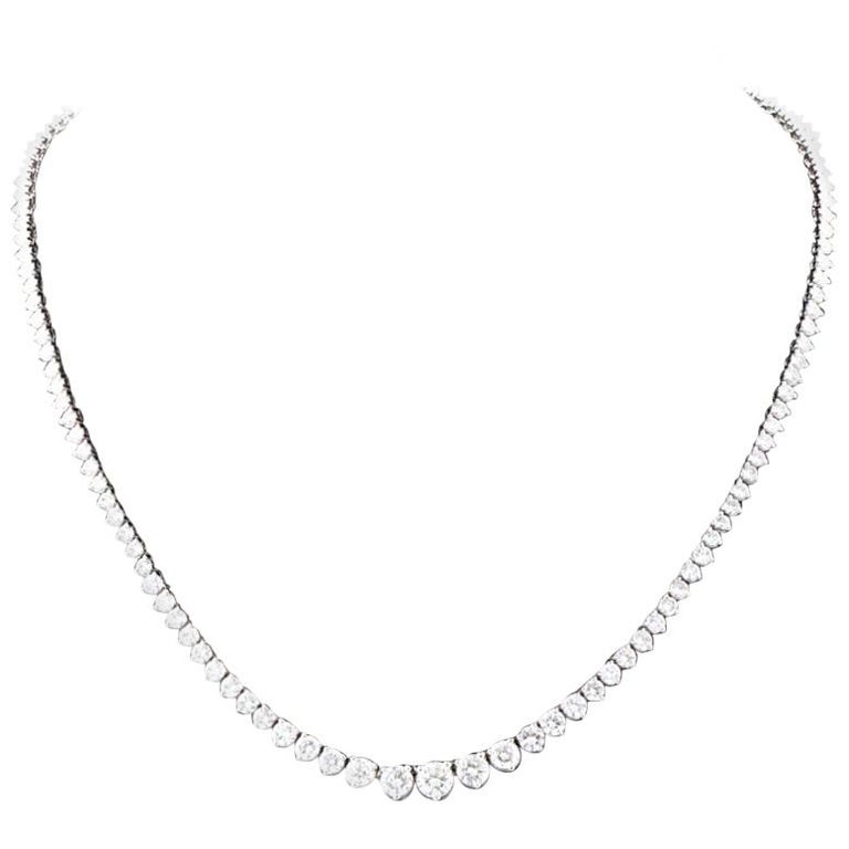 Diamond Tennis Necklace 10.17 Carat For Sale at 1stDibs