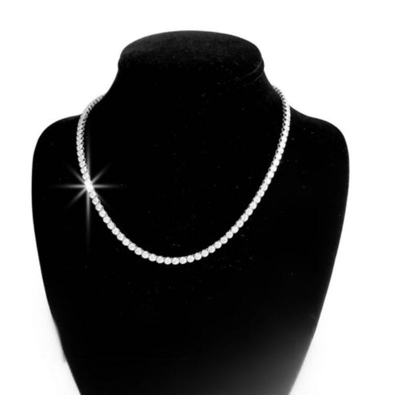 Women's Diamond Tennis Necklace 9.35 Carats in 14k White Gold For Sale