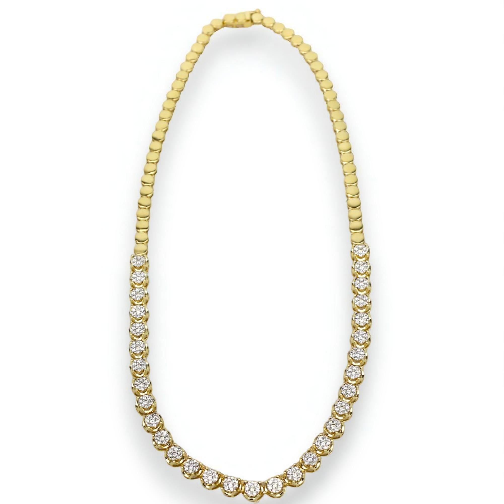 Collana Tennis con diamanti in oro massiccio 14K (certificato) In condizioni Nuovo in vendita a New Delhi, DL