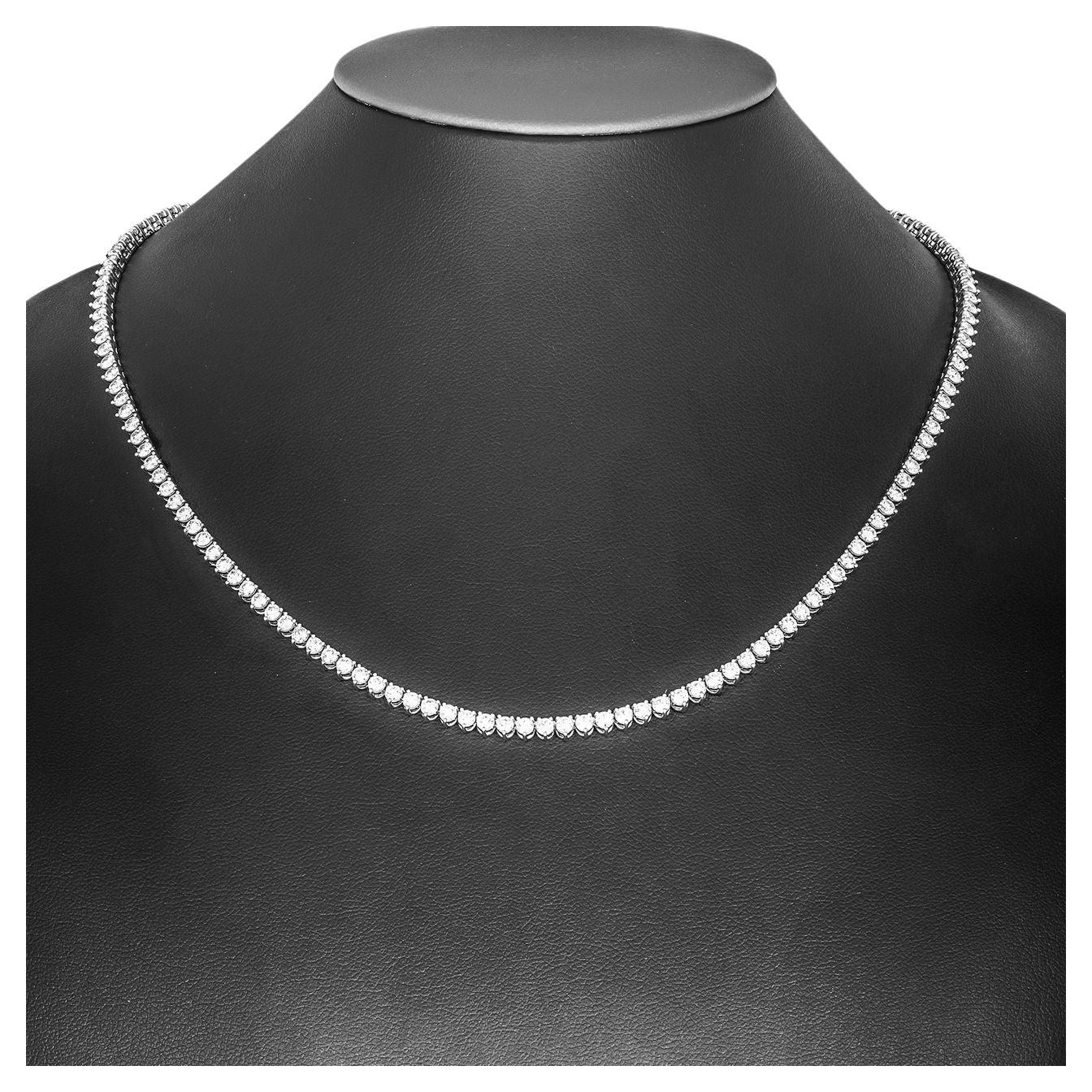 Diamond Tennis Necklace in 14k White Gold 4.55ct For Sale