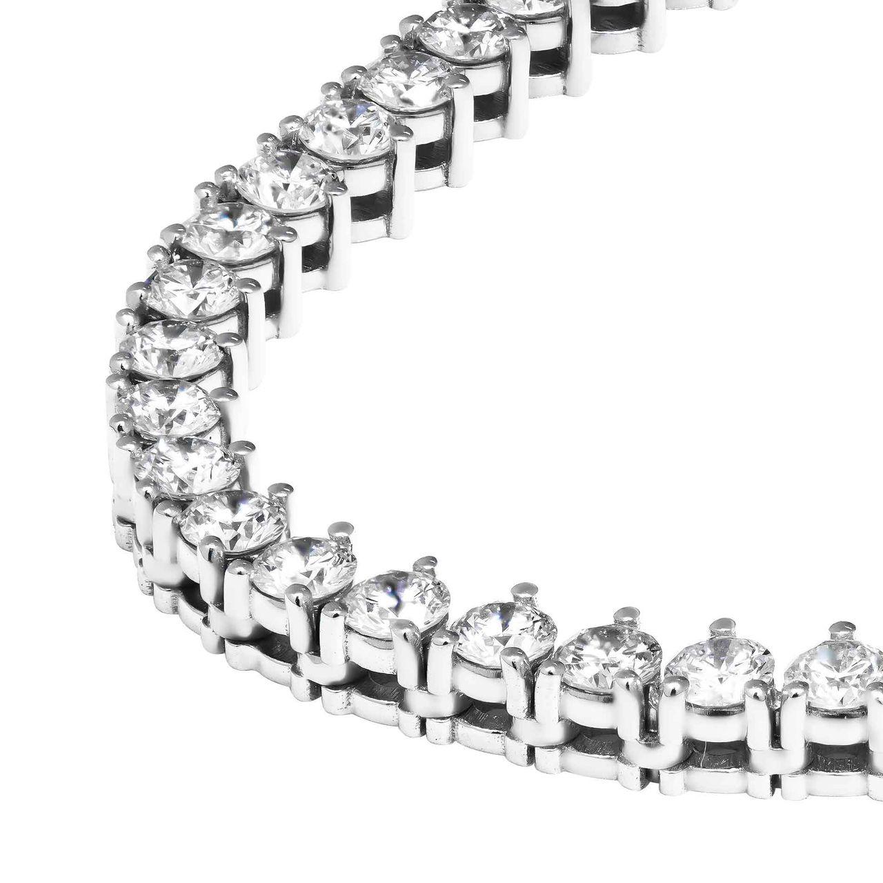 Modern Diamond Tennis Necklace in 14K White Gold with 12.30ct of Diamonds For Sale