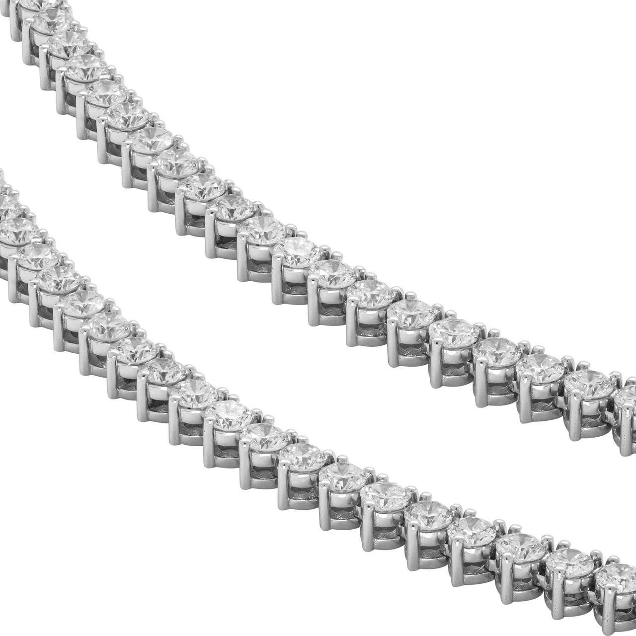 Round Cut Diamond Tennis Necklace in 14K White Gold with 12.30ct of Diamonds For Sale