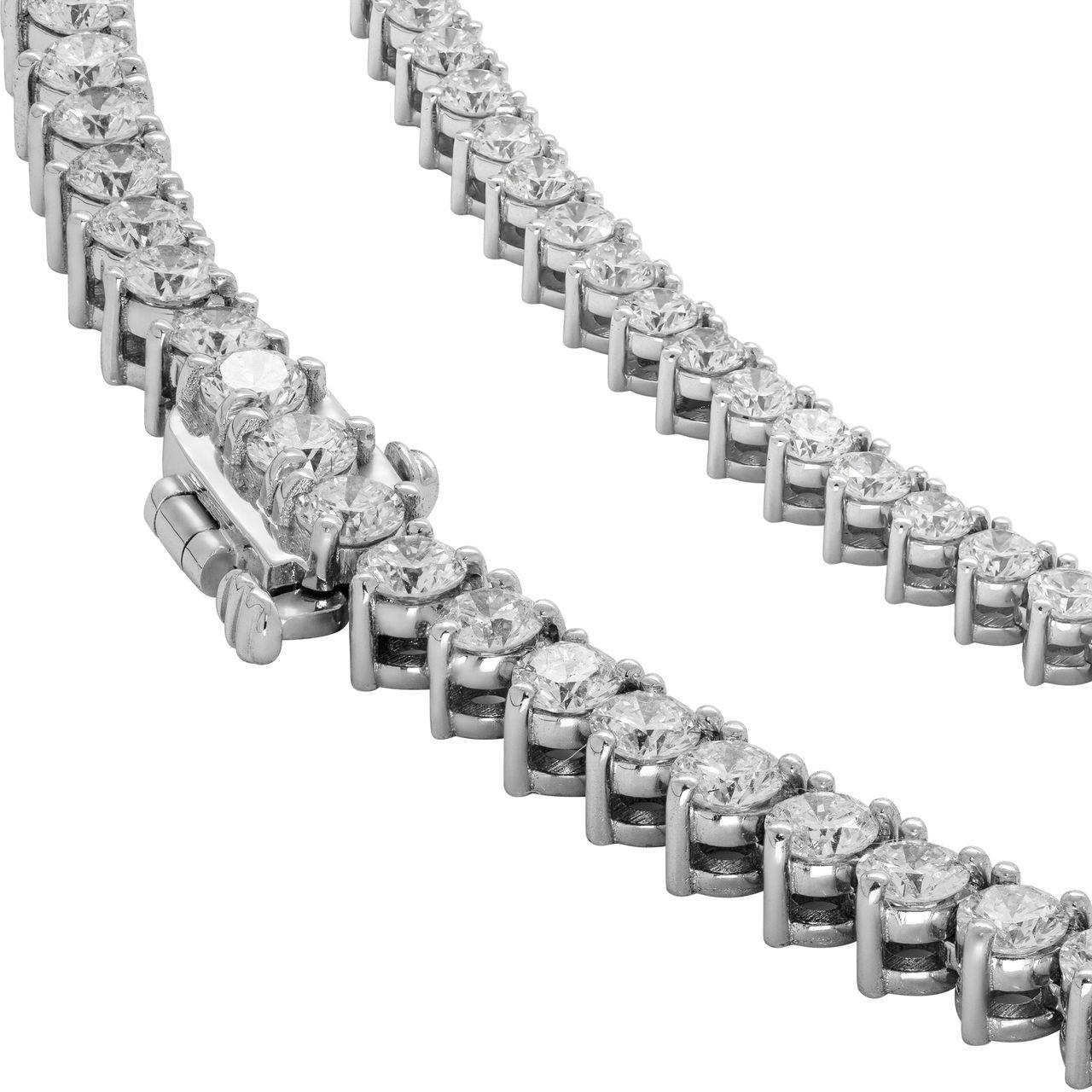 Diamond Tennis Necklace in 14K White Gold with 12.30ct of Diamonds In New Condition For Sale In New York, NY