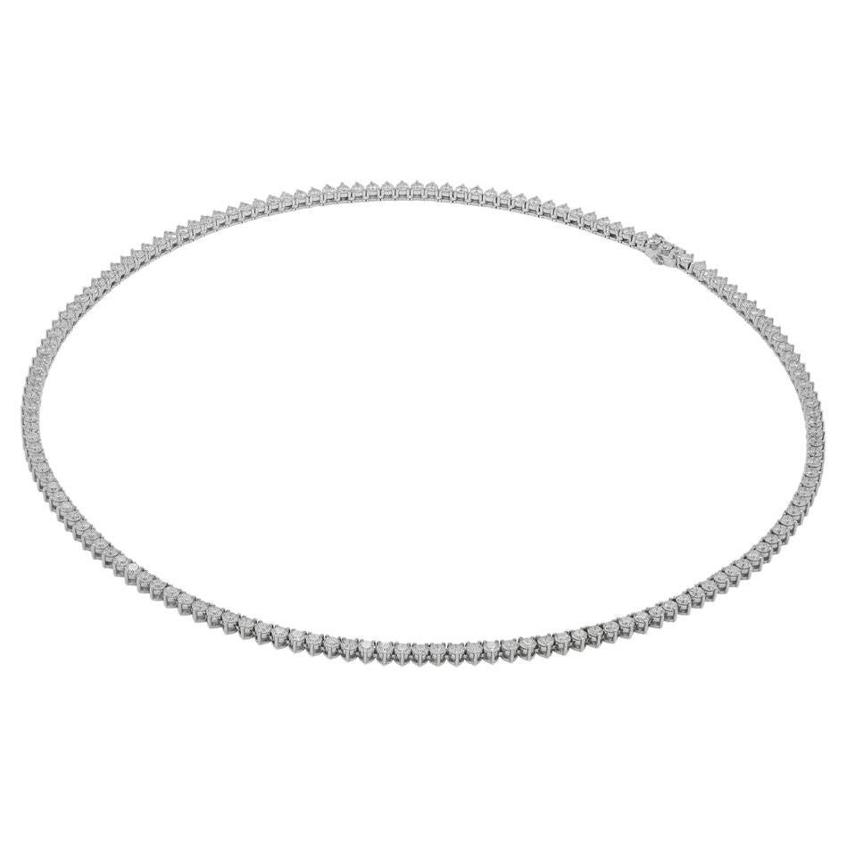 14K WHITE GOLD DIAMOND TENNIS NECKLACE
132 stones with 2.6mm each stone 
Total Carat Weight: 9.91ct 
16